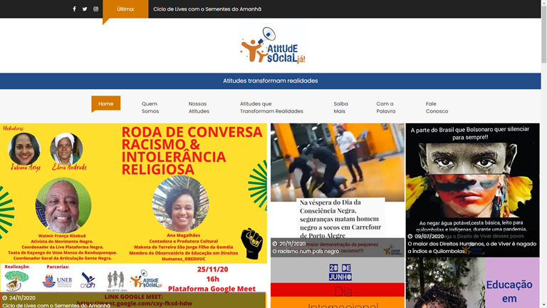 Captura do site Atitude Social