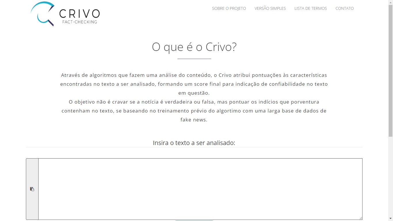 Captura do site Crivo Fact checking