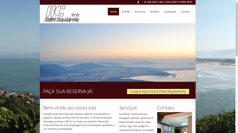 Captura do site Hotel Cambirela