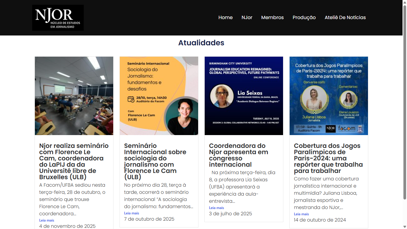 Captura do site Njor - UFBA