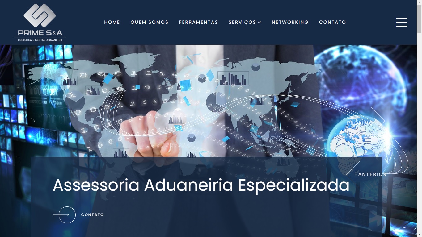 Captura do site Prime SA Assessoria Aduaneira