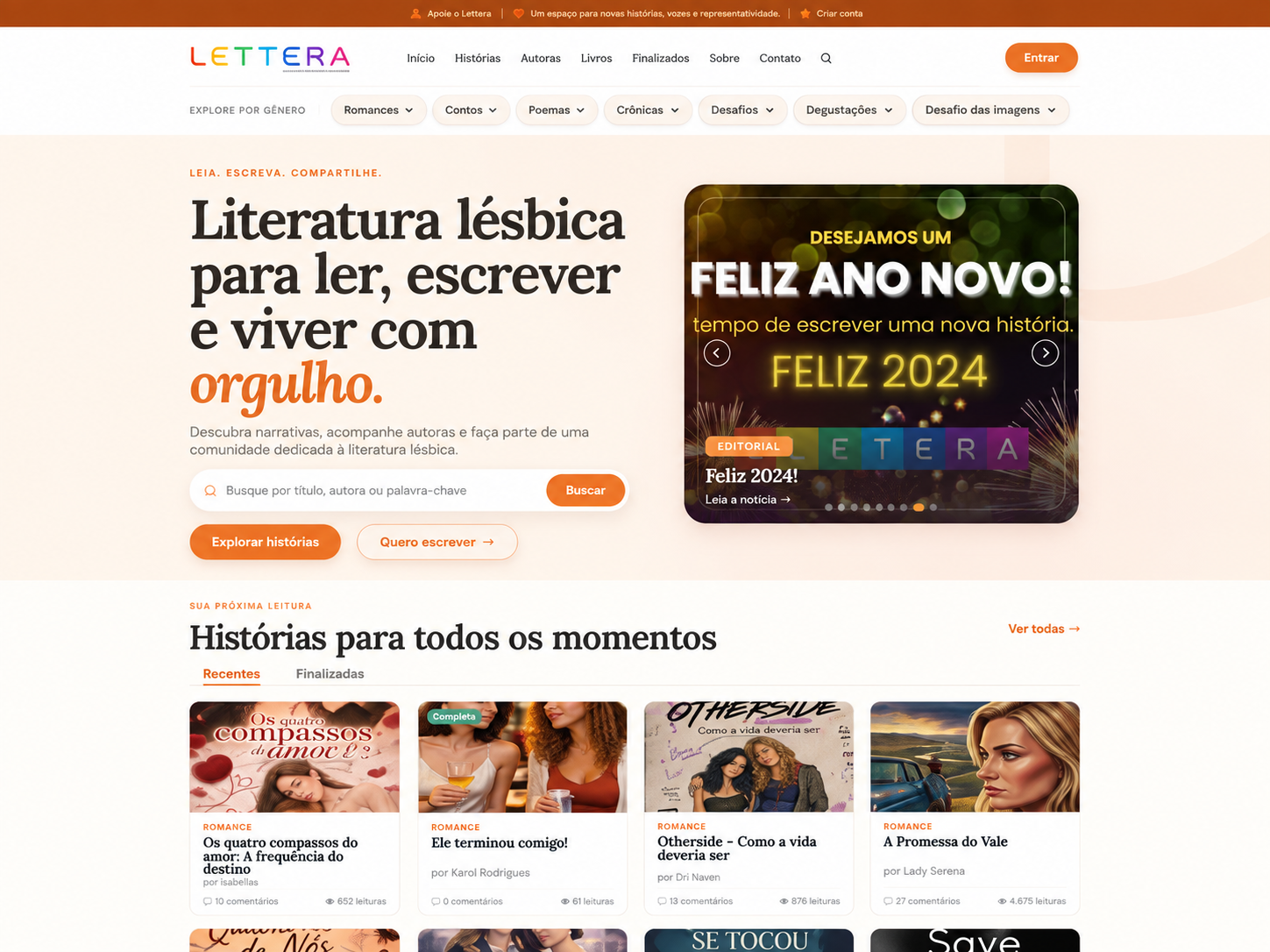 Captura do site Projeto Lettera