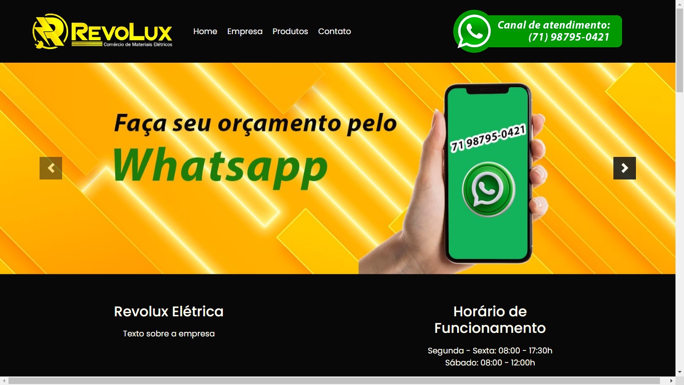 Captura do site Revolux loja de material elétrico
